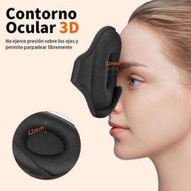 Bauihr Antifaz 3D de Esponja para Dormir, Memoria de Rebote Lento Tejido Kwanglai Cómodo y Transpirable, Máscara de Ojos para Dormir 100% Suave que Bloquea la Luz (Negro)