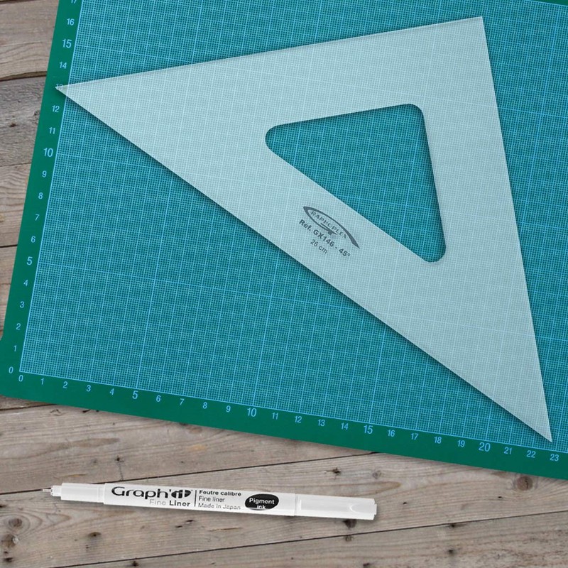 Graphoplex Set Square 45 ° 3 Straight Edges Transparent 26