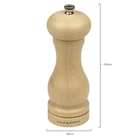 Cole & Mason HA0625P Beech Capstan A6 Salt Mill, Precision+ Wooden, Beech Wood, 165 mm, Single, Includes 1 x Salt Grinder