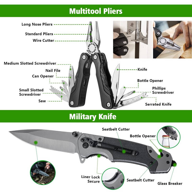 ZENHOSIT Multifunctional Folding Tactical Shovel Hatchet Combo - With Axe,