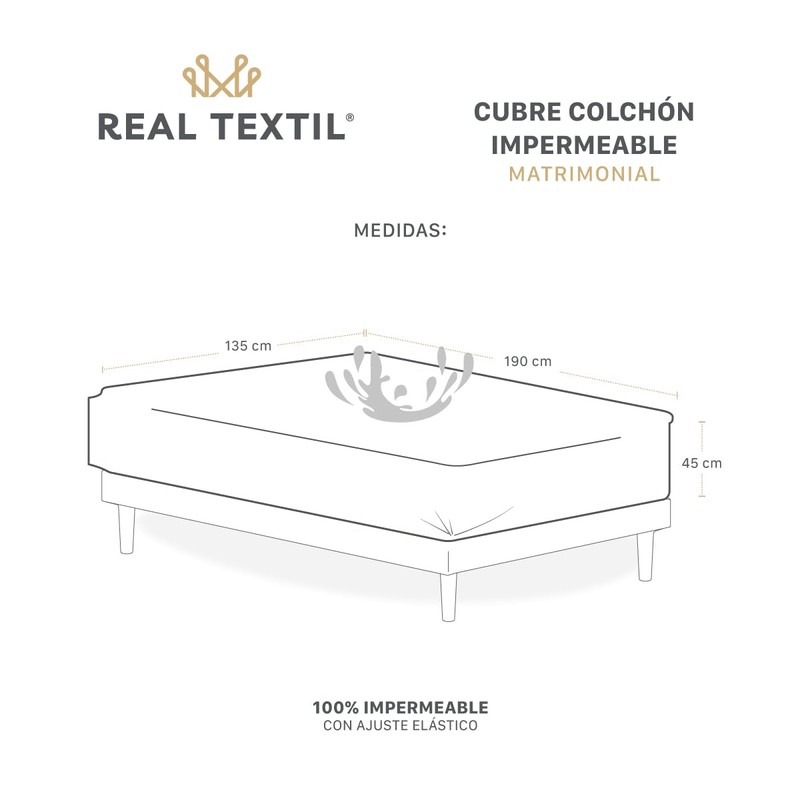 REAL TEXTIL Protector Cubre Colchón 100% Impermeable | Tela Suave