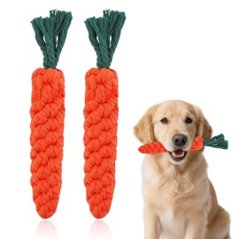 Sdhgerh Pack of 2 Dog Toys Carrot, Puppy Toy Made of Braided Rope Dog Toy Carrot Chew Toy for Puppies Interactive Toy Dog Puppy Toy for Small Medium Puppies