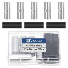 JTAREA 4 AWG Butt Connectors Uninsulated Set with Heat Shrink Tube Non-Insulated Butt Connectors Butt Connectors Crimp Connector 25 mm² Cable Crimp Connection for Automobile Boats (Pack of 10)