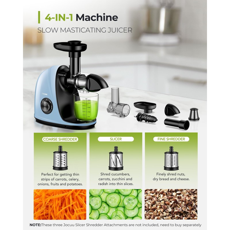 Jocuu Slow Masticating Juicer with 2-Speed Modes - Cold Press