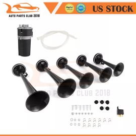 5 Trumpet Dixie Musical Car Air Horn BLACK Kit For Dukes of Hazzard General Lee