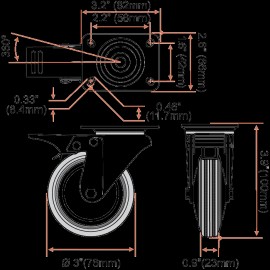 SGT 24 Pack Quality 3" Swivel Caster Wheels w/ Double Brake Non Skid No Mark