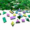 KALUCION Iridescent Green Mosaic Tiles for Crafts, 280 Pieces Mixed