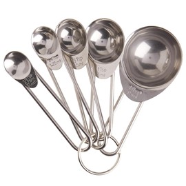 Stainless Measuring Spoons, Small Measuring Spoons, Cuisipro Measuring Spoons Stainless Steel set of 5, 1/8 tsp, 1/4 tsp, 1/2 tsp, 1 tsp, 1 tbsp, perfect for liquid and dry ingredients dishwasher safe