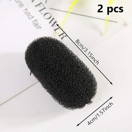 2 Pcs Hair Bump It Up Volume Inserts, Hair Padding Tool Hair Styling Accessories, Volume Hair Increase Pad Clip for Women Ladies Girls with Thin & Fluffy Hair (Black)