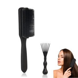 CONGGUAN 9 Row Hair Brush for Men & Women Hair Comb with Cleaning ClawAirbag Brush Anti-Static Hairbrush Plastic Dentangling Brush Men Hairdressing Comb for Curly or Fine Hair