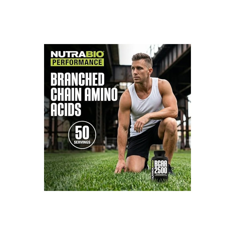 NutraBio- BCAA 2500 Aminoácidos de Cadena Ramizada Apoya el Nuevo