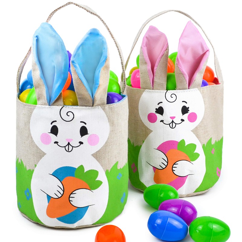 JOYIN 2 Pcs Easter Bags Easter Bunny Basket Set for