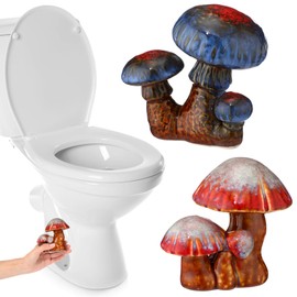 SiliFine 2 Pcs Mushroom Toilet Bolt Caps Decorative Toilet Screw Cover Caps Ceramic Mushroom Bathroom Accessories Decor Covers, Easy to Install