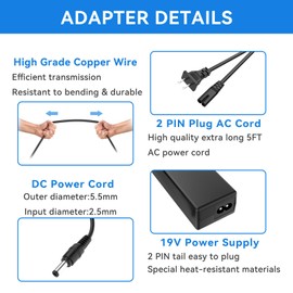 XMHEIRD AC Adapter Charger for HP Sprocket Studio Plus HPISPS4X6 Printer HPISPS4X6EU HPISPS4X6UK Power Supply Cord Mains PSU
