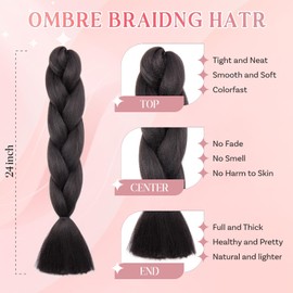 SEGO Pro Braiding Hair Extensions 24 Inch Synthetic Jumbo Box Braid Hair for Crochet Twist Braids for Women Pack of 3 (Black)