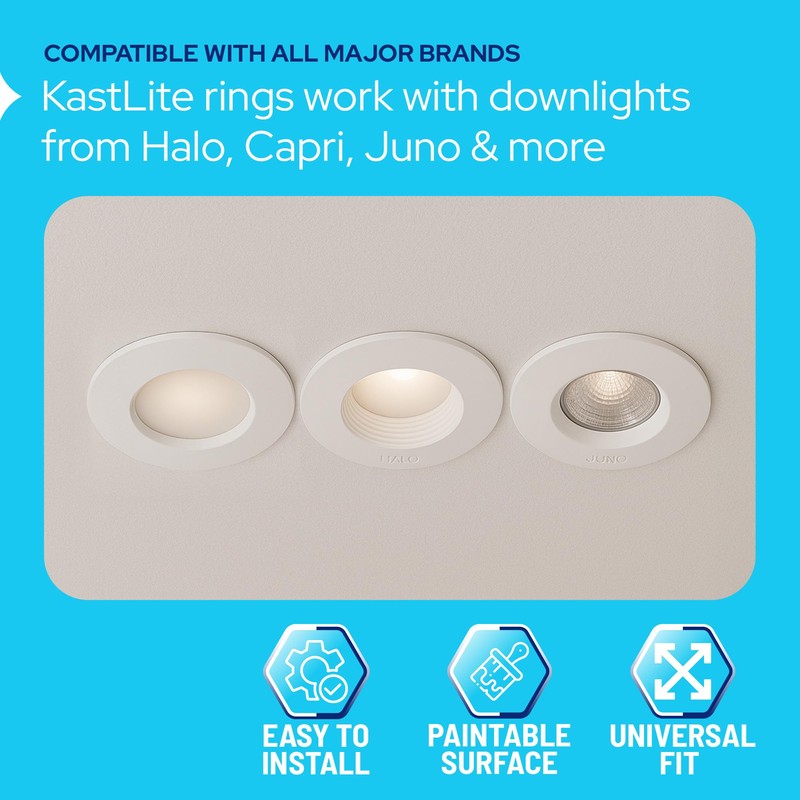 KastLite 3-Pack Custom Size White Goof Rings | Recessed Light