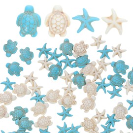 SEWACC Sea Turtle Star Beads, 1 Set Synthetic Turtle Spacer Beads Turquoise Bead Charms Loose Bead Ocean Animal Pendants for DIY Bracelets Necklaces Jewelry Making Supplies