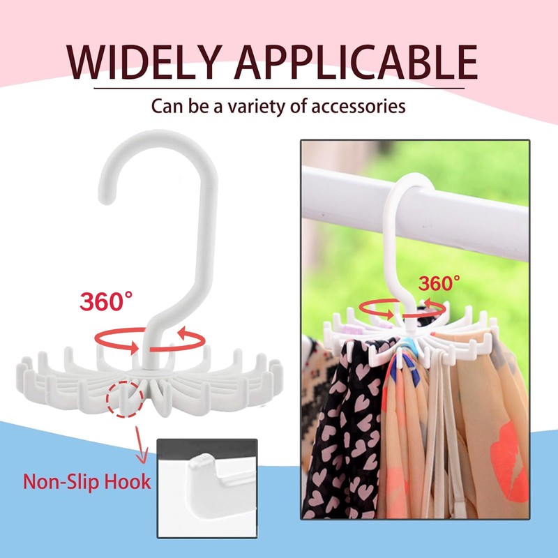 YAFIYGI Circular Tie Hanger Updated Twirl Tie Rack Adjustable Twirl