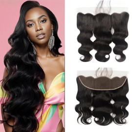 13x4 Ear to Ear Lace Closure 18 Inch HD Lace Frontal Body Wave 100% Remy Human Hair Lace Closure 180% Density Natural Black (13x4 Body Wave, 18 Inch)