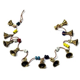 Mango Gifts Decorative String of 11 Brass Vintage Bells Indian Style (2)
