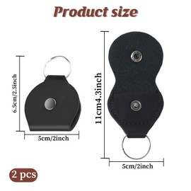 WLLHYF 2PCS Leather Keychain Ring Holder Slim Jewelry Travel Pouch Wedding Engagement Ceremony Ring Storage Box Ear Hook Flat Case Small Workout Gym Coin Bag Brown and Black