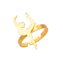 Amaxer Gymnastics Ring for Women Stainless Steel Gymnastics Gifts Gymnastics Jewellery Inspirational Gymnastics Team Openwork Adjustable Finger Ring Dainty Jewellery, Stainless Steel