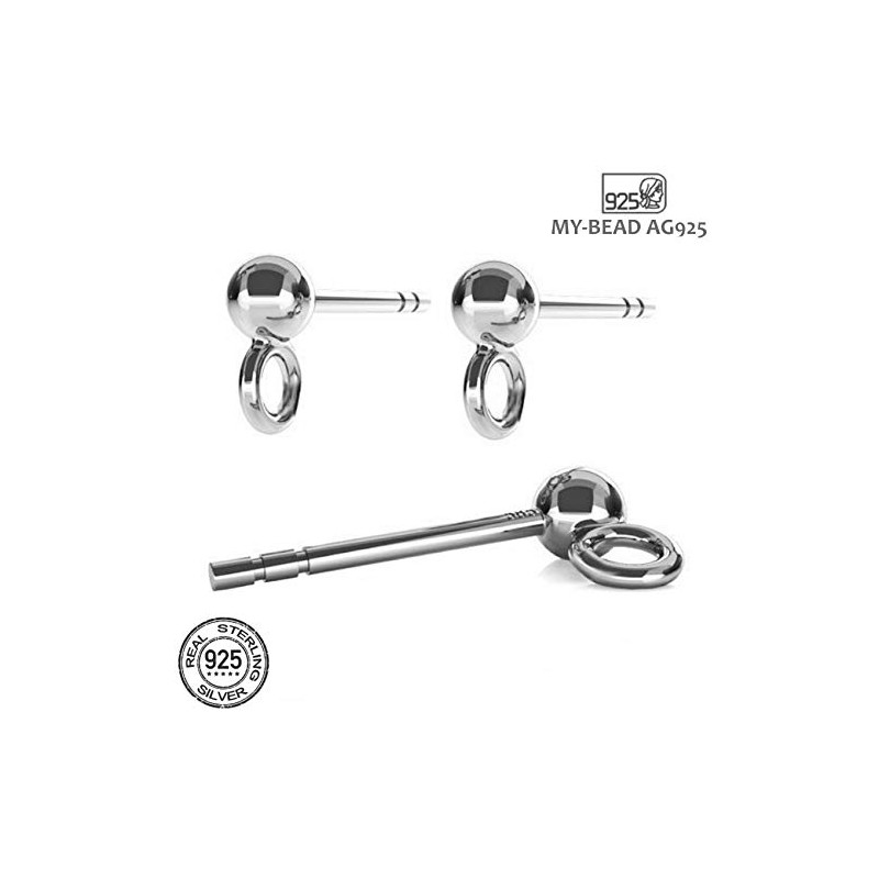 DIY925 10 Pairs of Stud Earrings 925 Sterling Silver Nickel-Free