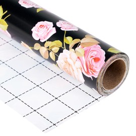 Ulmasinn Floral Wrapping Paper Roll - 17 Inches x 33 Feet - Vintage Romantic Pink Rose Flower Gift Wrap with Cut Lines for Wedding, Birthday, Bridal Shower, Mother’s Day