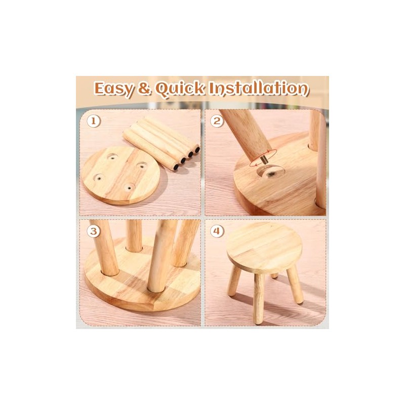 Wenqik 2 Pcs Wooden Step Stools 10 Inch Stool Matched