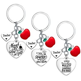 Nfyxcaz 3PCs Teacher Keyring Thank You Teacher Gifts Teacher Keyring for Men Women from Students Teacher Keychain Set Teacher Key Ring Gift Birthday Gift for Teacher (style two)