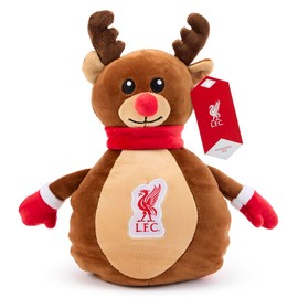 Zappi Co Liverpool FC Reindeer Plush Toy – Squishy cuddly Christmas Rudolph the Red-Nosed reindeer decoration (25cm height) Festive décor stocking fillers supporters of The Reds