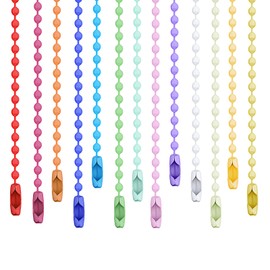 Larrel Pack of 100 Colourful Ball Chains Key Chain with Connector Metal Hanging Chain Key Chain Dog Tags Chain for Tags Chain Jewellery Making Craft Projects