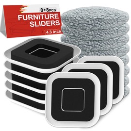NIUXX Furniture Sliders for Heavy Furniture Transport, 8 Chair Glides with 8 Cotton Covers to Protect Hardwood Floors and Carpets, Sliding Pads with Grooves for Heavy Sofa Bed Desk