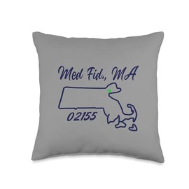 Med Fid MA 02155 Pride Clover Massachusetts Map Throw Pillow