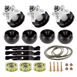 (3) Spindles 618-04125 918-04125, (3) Blades 742-04053A 942-04053A, (4) Deck Wheels 734-04155, 134'' Belt 754-04044 Deck Rebuild Kit Fits for Cub Cadet RZT 50inch Zero Turn Troy Bilt RZT50 Mowers