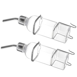 POPETPOP 2Pcs 350ml Plastic Rabbit Water Feeder Create Removable Stainless Steel Hanging Drinking Fountain Drinker Food Feeder Pet Cage Bowl