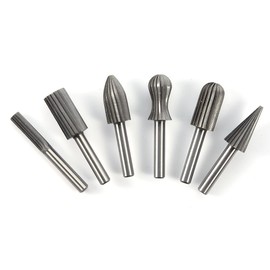NUZAMAS Set of 6 Rotary Burrs 6mm Round Shank Woodworking Carving Tools