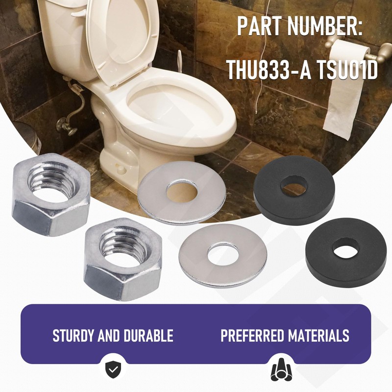 4 Pack THU833-A Toilet Seat Bolts Hardware Kit Compatible with