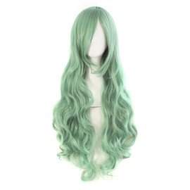 MapofBeauty 32" 80cm Long Hair Spiral Curly Cosplay Costume Wig (Gray Green)