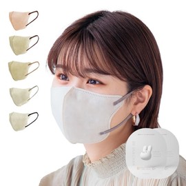 [スリーアール] マスク 3Dマスク ふわふわ うさちゃんマスク 20枚 化粧がつきにくいマスク 敏感肌 エアスルー不織布 使い捨て マスク ふわふわ 10枚×2袋 敏感肌に優しい 3層マスク ソフト耳掛け (3Dマスク(20枚), グレージュ×ラテグレー)