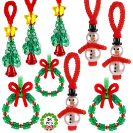 KIMOBER 36 Sets Christmas Crafts for Kids Beaded Ornament Kit,12PCS Wreath,12PCS Snowman,12PCS Christmas Tree Xmas Holiday Party Tree Favor Decorations(Assembly Needed)