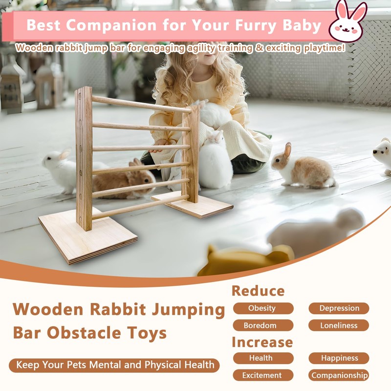 Rabbit Jump Bar Toys Bunny Agility Equipment Set Wooden Rabbit