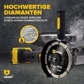 GRAFF Diamond Disc 125 mm for Stone, Concrete, Curb, Natural and Artificial Stone - Standard Diamond Cutting Disc for Angle Grinder and Flex - Segment Height 10 mm