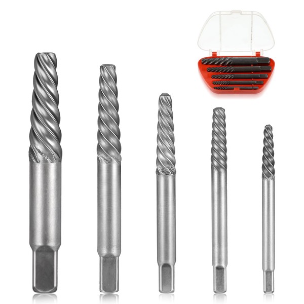 JIEYAO 5 Pcs Spiral Screw Extractor Set, Spiral Flute Bolt