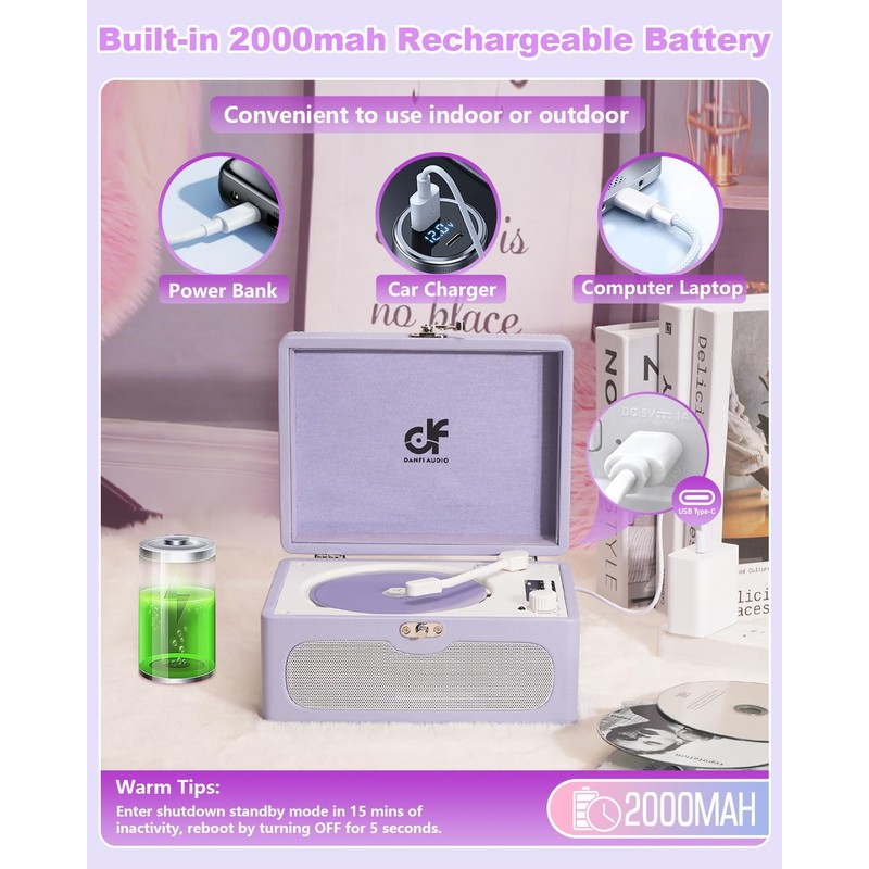 Rechargeable CD Player with Upgraded Speakers Bluetooth Transmitter USB Input