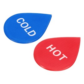 PATIKIL Self Stick Hot/Cold Water Label, 20 Pairs/40 Pack Acrylic Drop Shape Sticker Signs for Faucets Sinks, Red/White, Blue/White