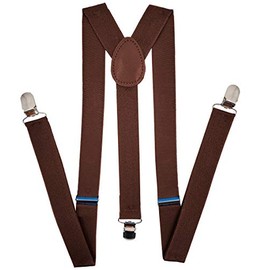 NAVISIMA Adjustable Elastic Y Back Style Unisex Suspender With Strong Metal Clips, Dark Brown