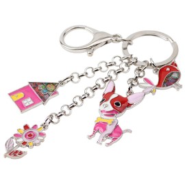 BONSNY Enamel Alloy Chain Chihuahua Dog Key Chains For Women Car Purse Handbag Charms Gifts (Red)