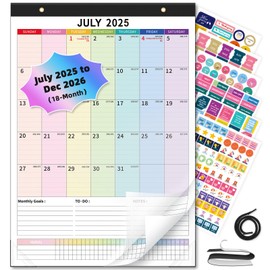 Ospelelf Wall Calendar 2025-2026 Magnetic Calendar for Refrigerator, 12'' x 17'' Desk Calendar 18 Month, Use July 2025 - Dec 2026, Multicolor