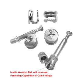 LOOTICH Fixing Screw Eccentric Cam Ø15mm and Bolts Fitting Dowels M6x40mm with Pre-Inserted Nuts M6 for Flat Pack Furniture Cabinet Locking Connecting (34 Set)